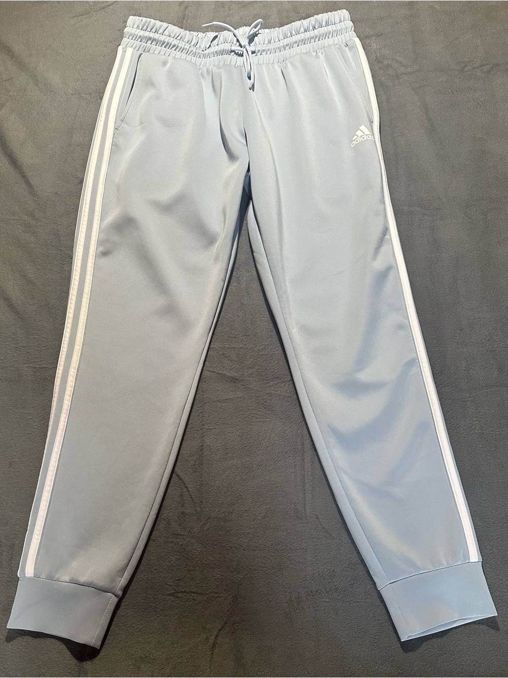 adidas Kids Light Blue Joggers with White Side Stripes